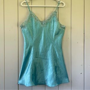 Vintage Secret Treasures Slip Dress Chemise Polka Dots Blue Size Medium